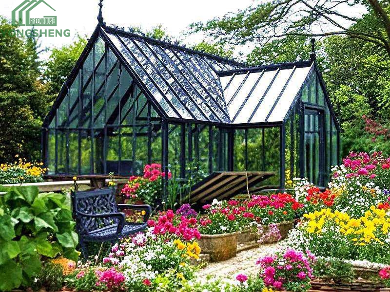 glass greenhouse, Victorian glasshouse, glass greenhouse for sale,Black glass greenhouse for garden
